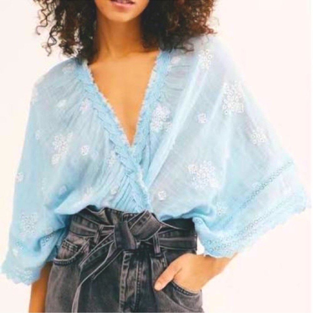 Free People Love Somebody Embroidered Top